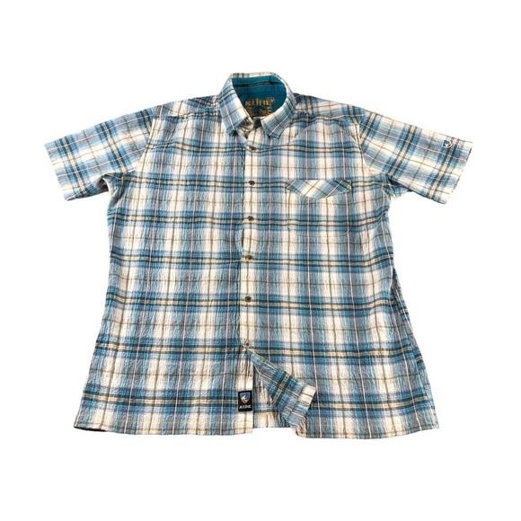 Kuhl Mens Short Sleeve Button Down Plaid Casual Shirt Lightweight SizeLarge - Picture 1 of 9